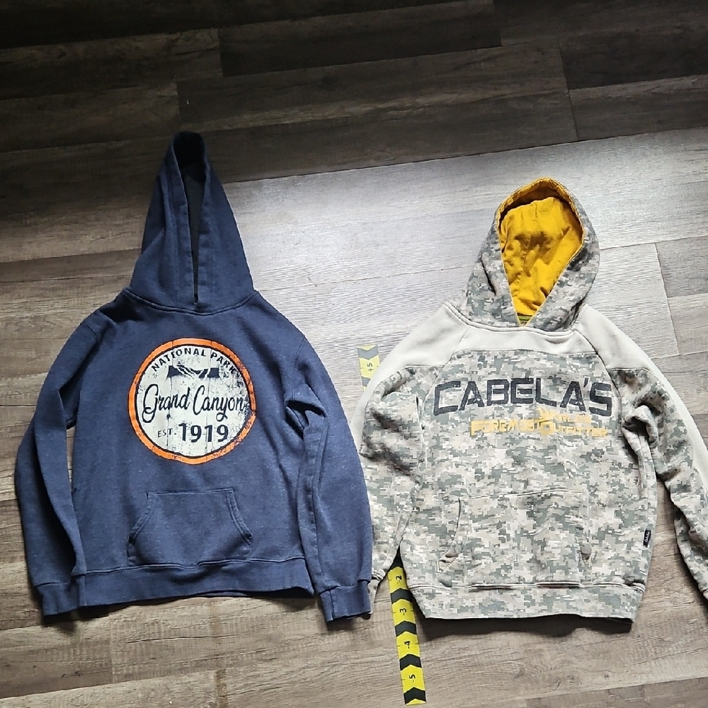 Cabela's Kids Camo and Navy Hoodies - Blue and Yellow